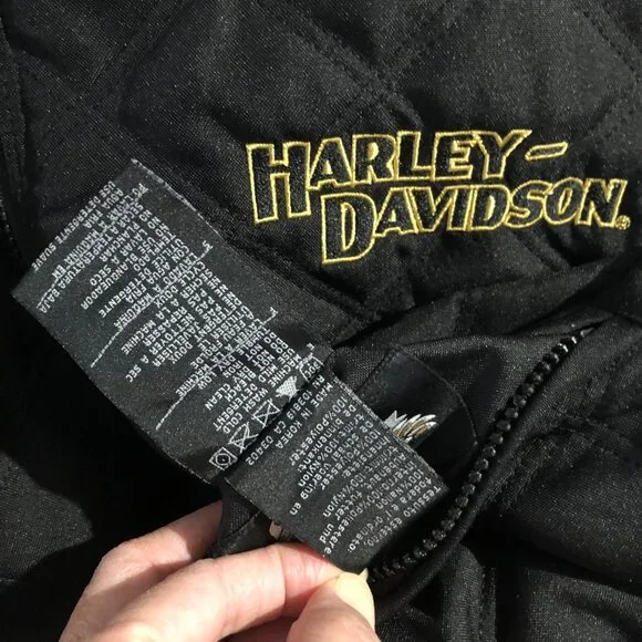 Vtg Harley Davidson Jacket Unisex XL Black Insulated Quilted Reversible Bomber